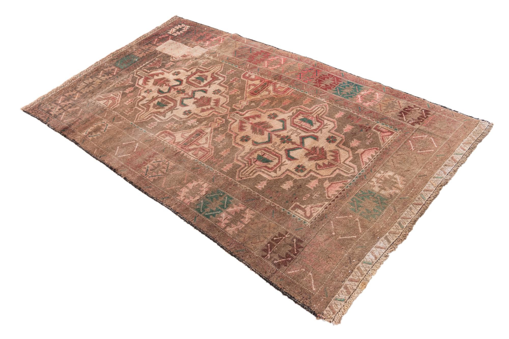 3' 8 x 6' 2 Hand Knotted Ultra Vintage Persian Wool Rug