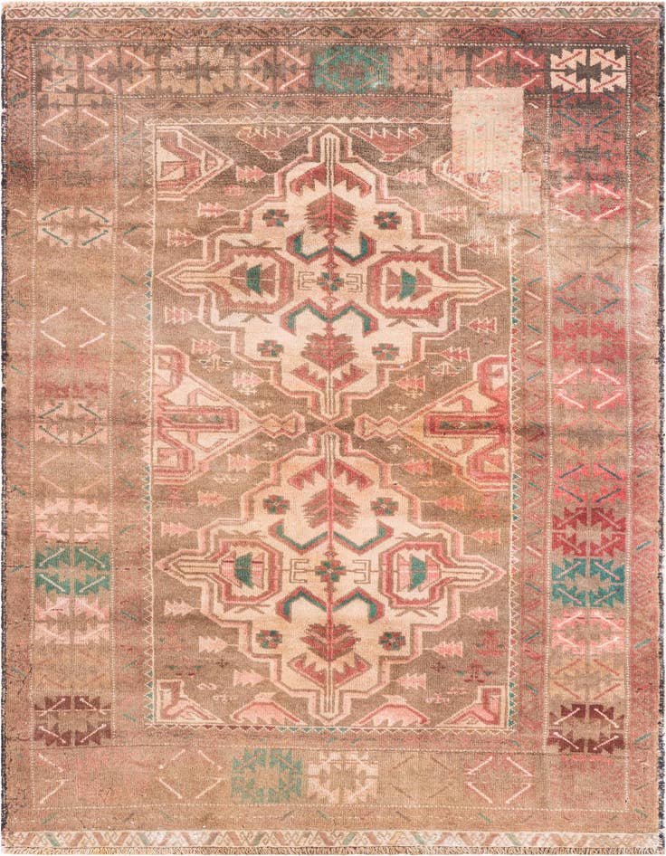 Detail image of 3' 8 x 6' 2 Hand Knotted Ultra Vintage Persian Wool Rug