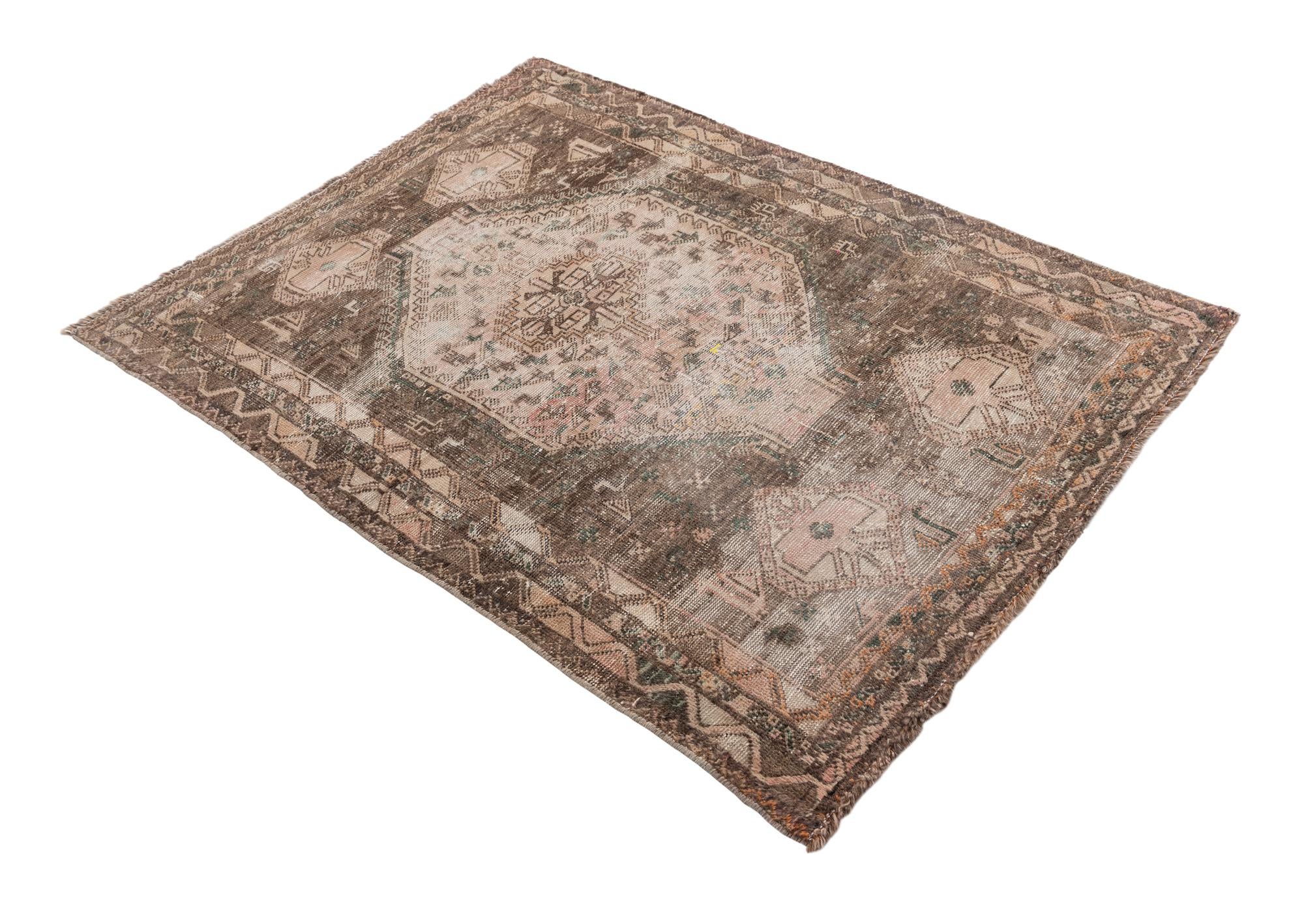 3' 10 x 5' 4 Hand Knotted Ultra Vintage Persian Wool Rug