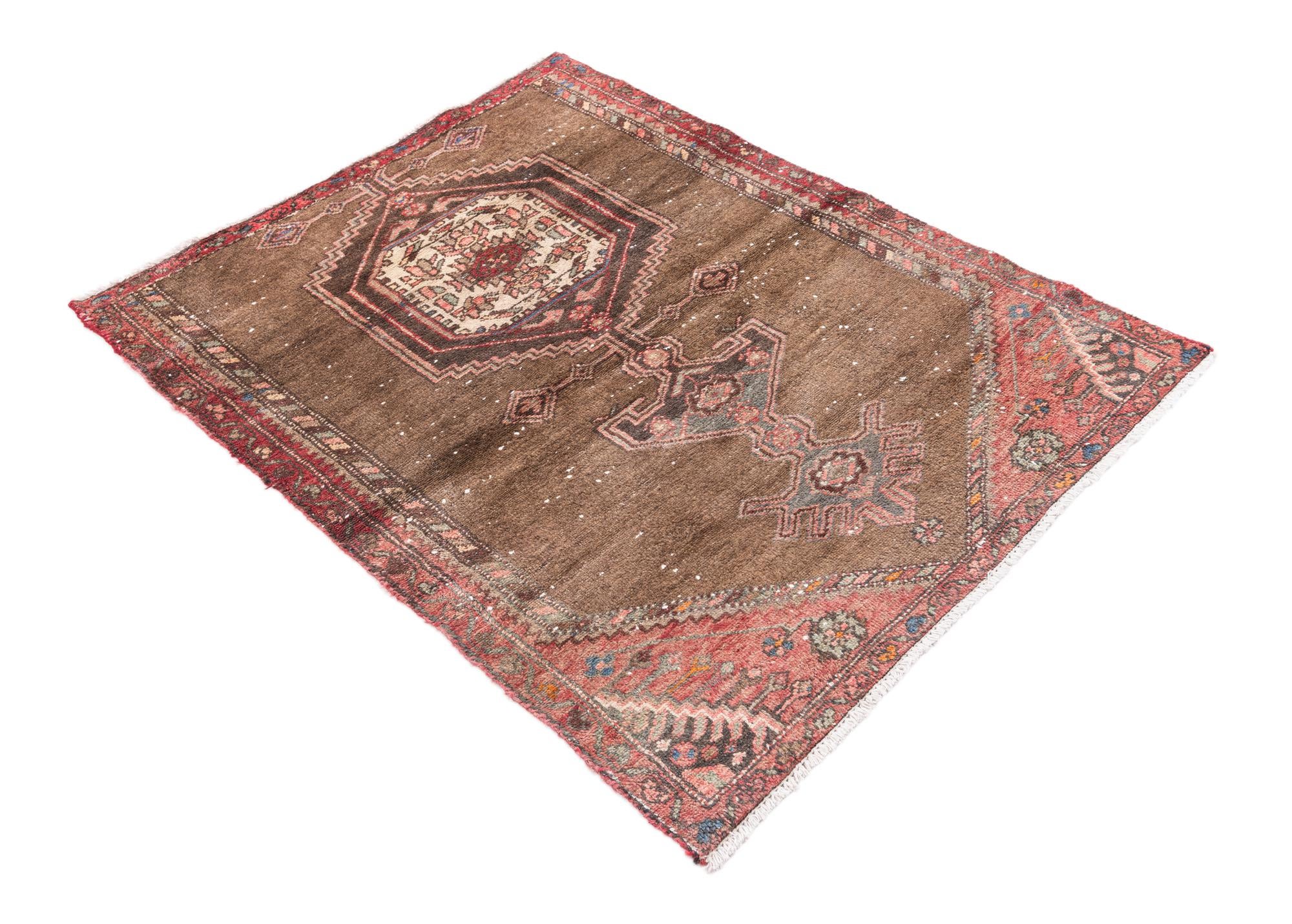 3' 4 x 4' 3 Hand Knotted Ultra Vintage Persian Wool Rug