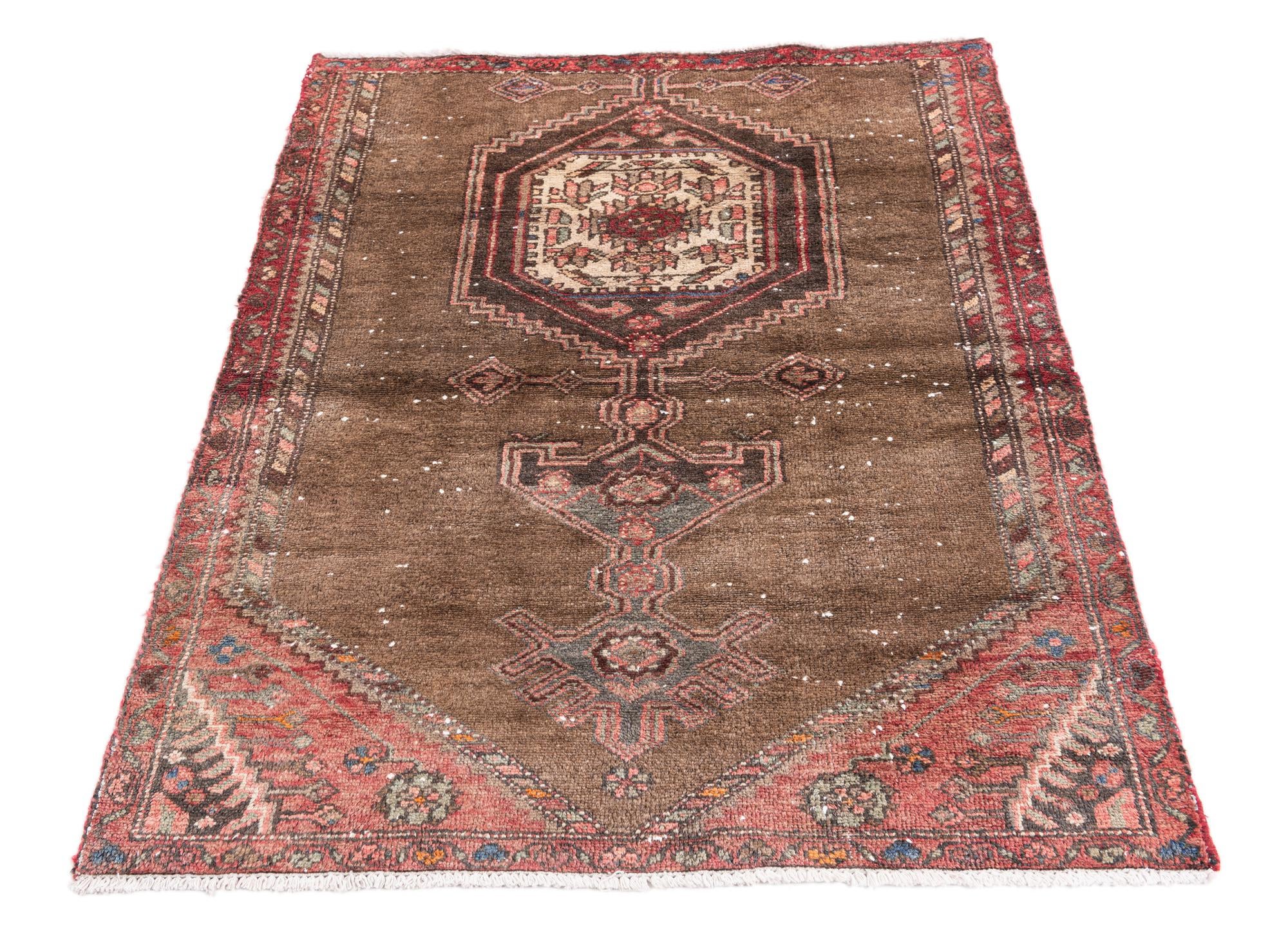 3' 4 x 4' 3 Hand Knotted Ultra Vintage Persian Wool Rug