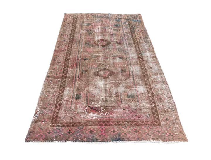 4' x 6' 9 Hand Knotted Ultra Vintage Persian Wool Rug