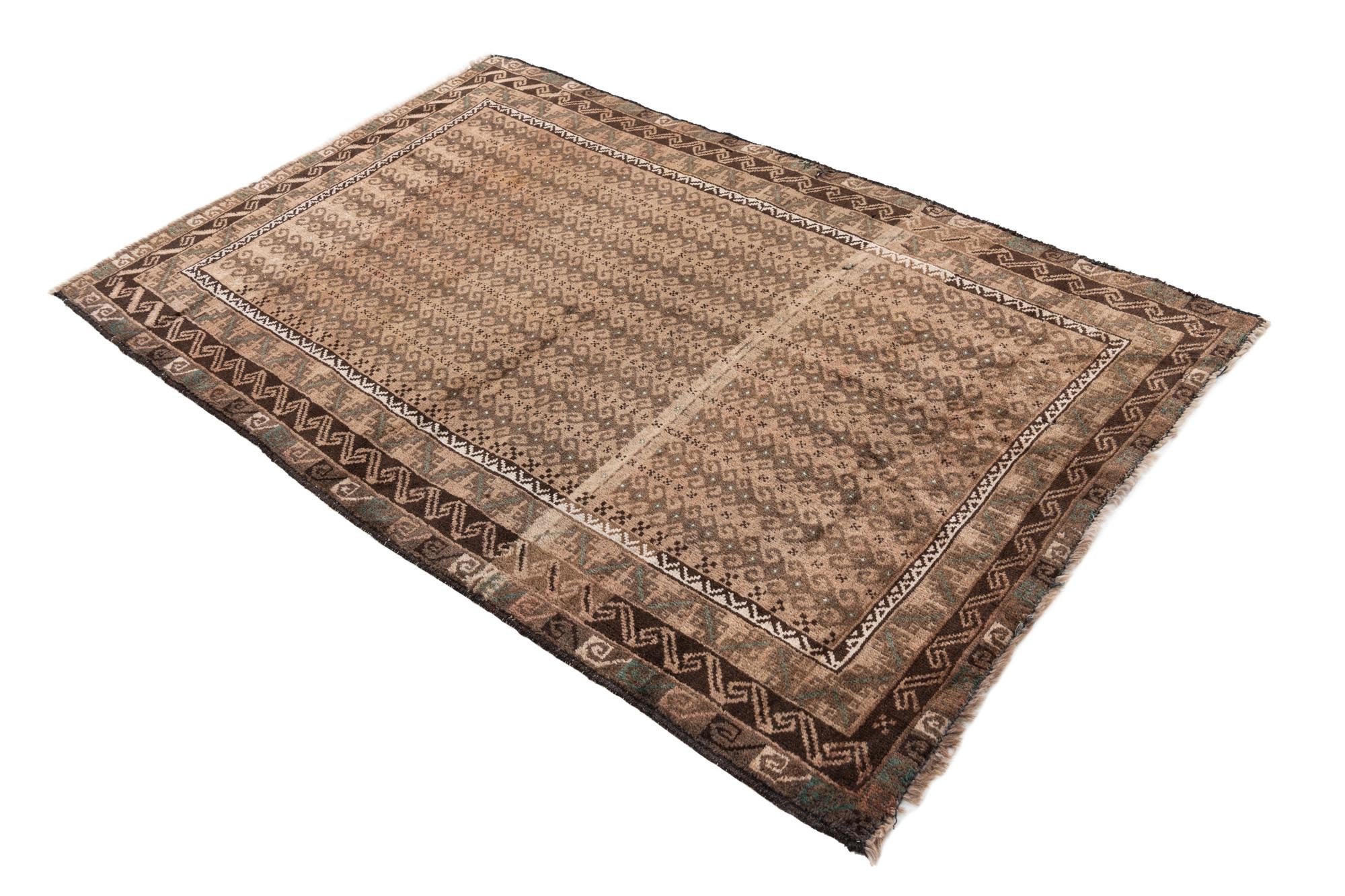 3' 7 x 5' 9 Hand Knotted Ultra Vintage Persian Wool Rug