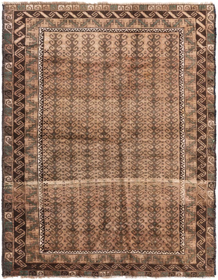 Detail image of 3' 7 x 5' 9 Hand Knotted Ultra Vintage Persian Wool Rug
