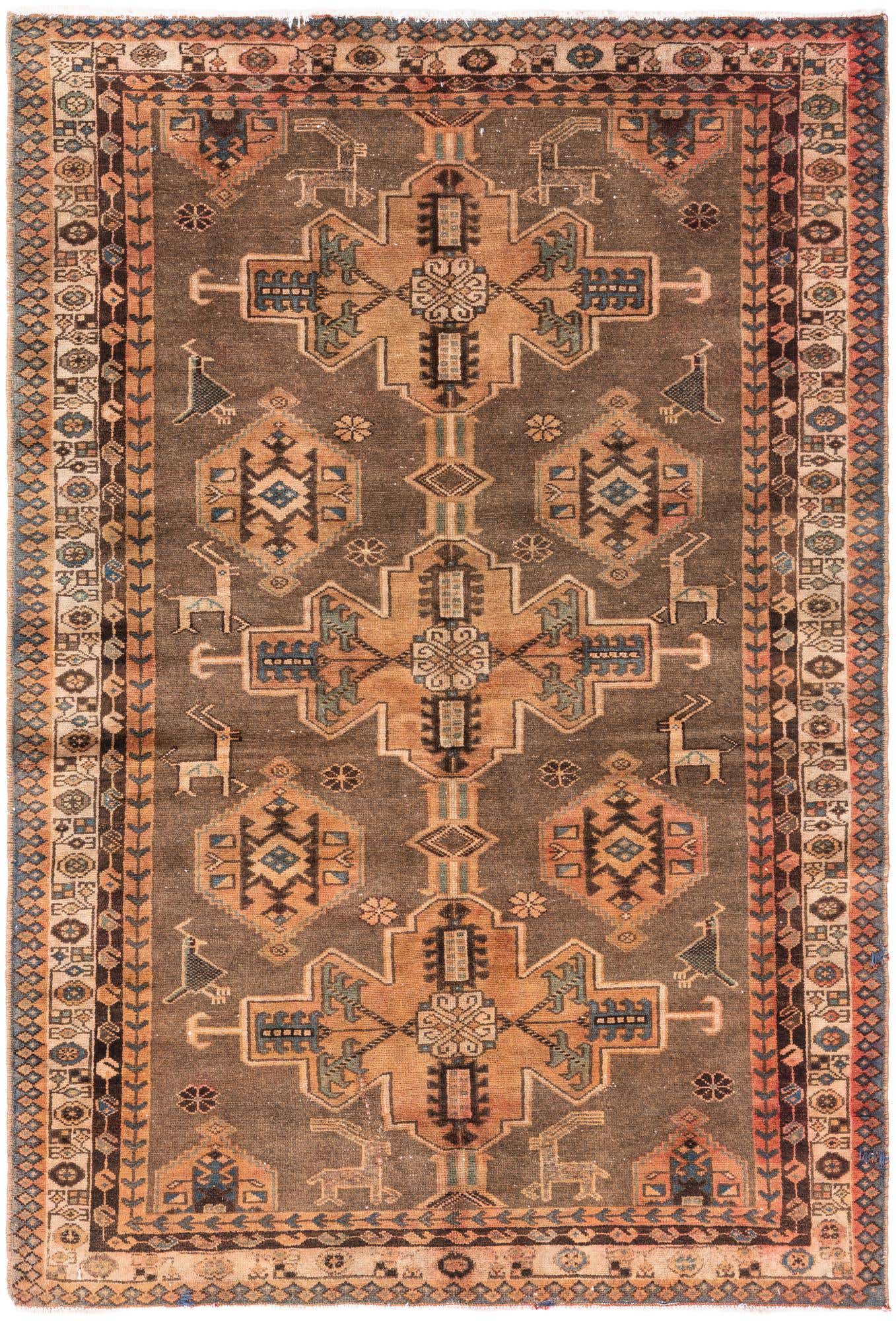 4' 3 x 6' 3 Hand Knotted Ultra Vintage Persian Wool Rug