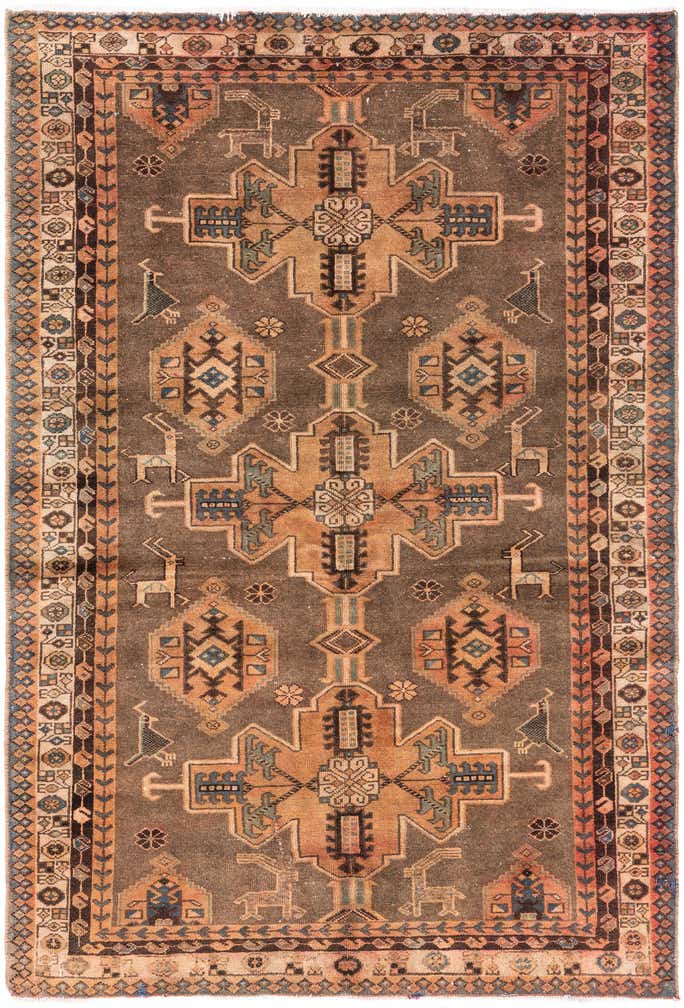 4' 3 x 6' 3 Hand Knotted Ultra Vintage Persian Wool Rug