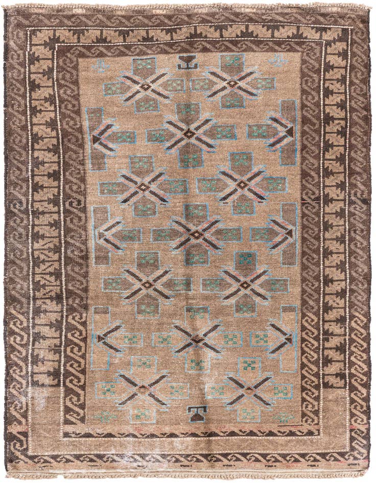 Detail image of 3' 4 x 6' Hand Knotted Ultra Vintage Persian Wool Rug