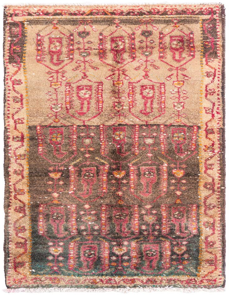 Detail image of 2' 4 x 4' 2 Hand Knotted Ultra Vintage Persian Wool Rug