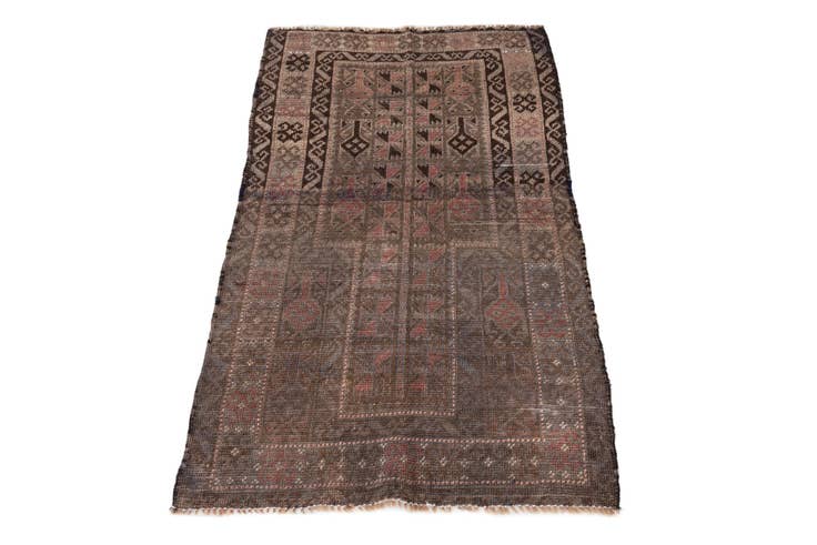 Detail image of 80cm x 130cm anudado a mano Ultra Vintage Alfombra Persa Lana