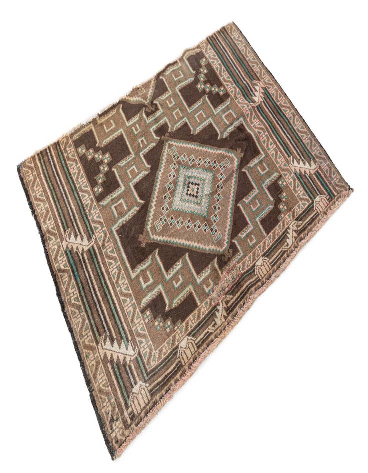 Detail image of 2' 7 x 3' 9  Hand Knotted Ultra Vintage Persian Wool Rug