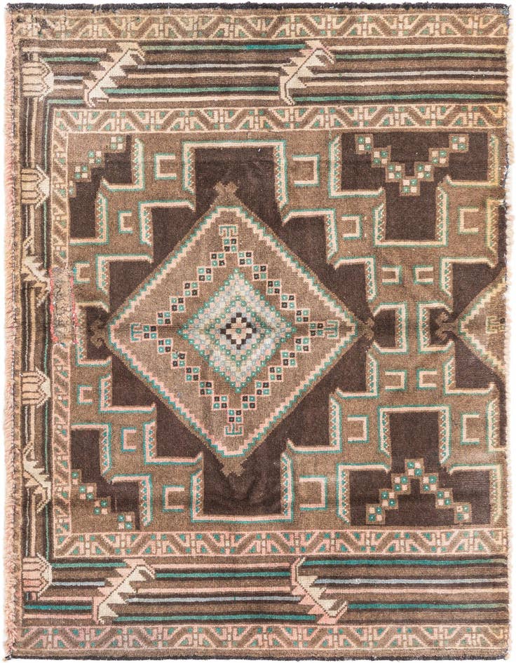 Detail image of 2' 7 x 3' 9 Hand Knotted Ultra Vintage Persian Wool Rug