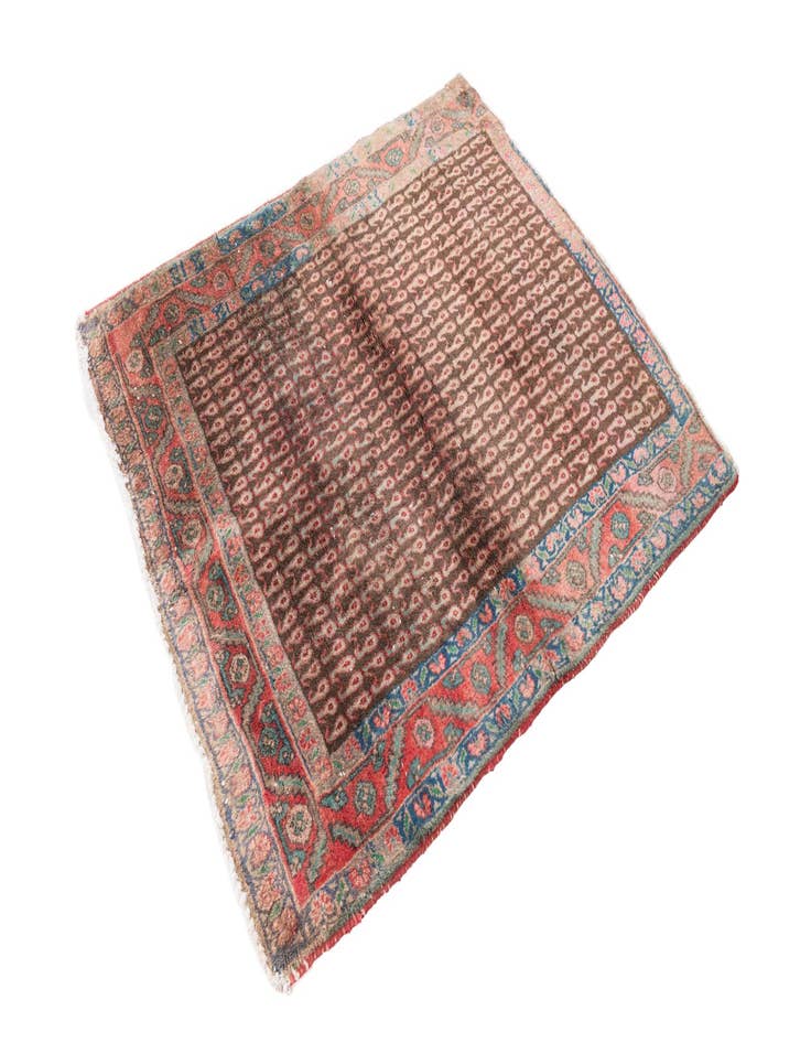 Detail image of 3' 3 x 3' 9  Hand Knotted Ultra Vintage Persian Wool Rug