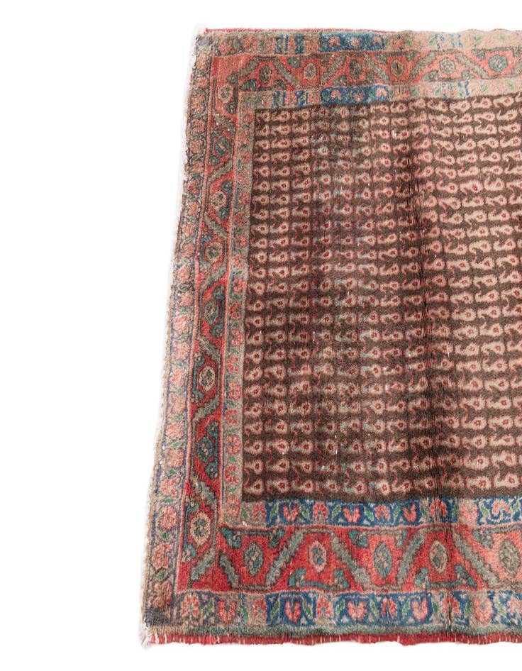 Detail image of 3' 3 x 3' 9  Hand Knotted Ultra Vintage Persian Wool Rug