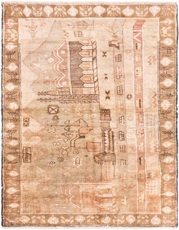 Detail image of 3' 2 x 5' 7 Hand Knotted Ultra Vintage Persian Wool Rug