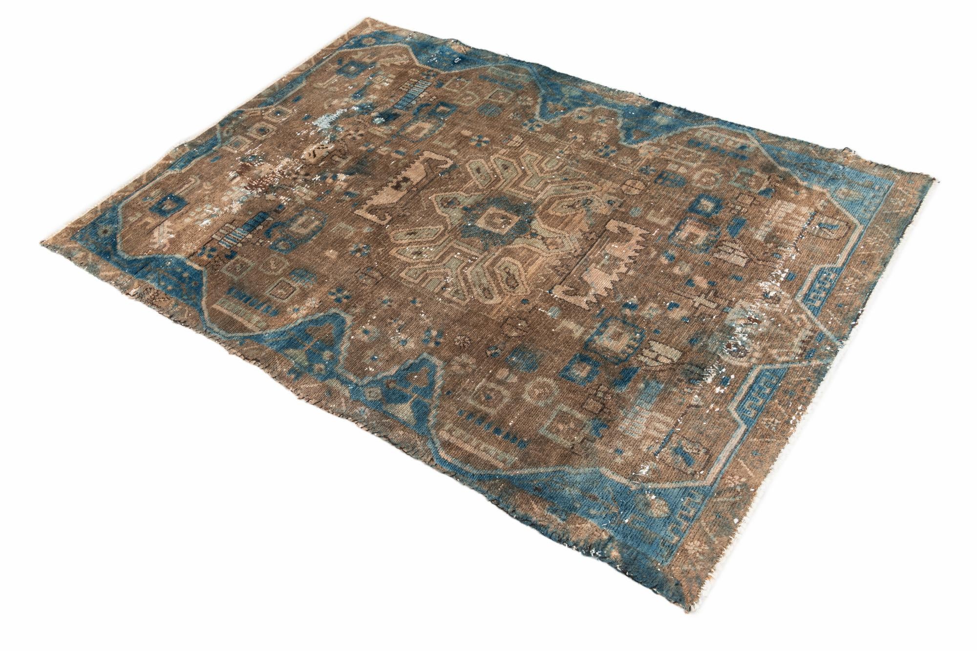 3' 9 x 5' 5 Hand Knotted Ultra Vintage Persian Wool Rug