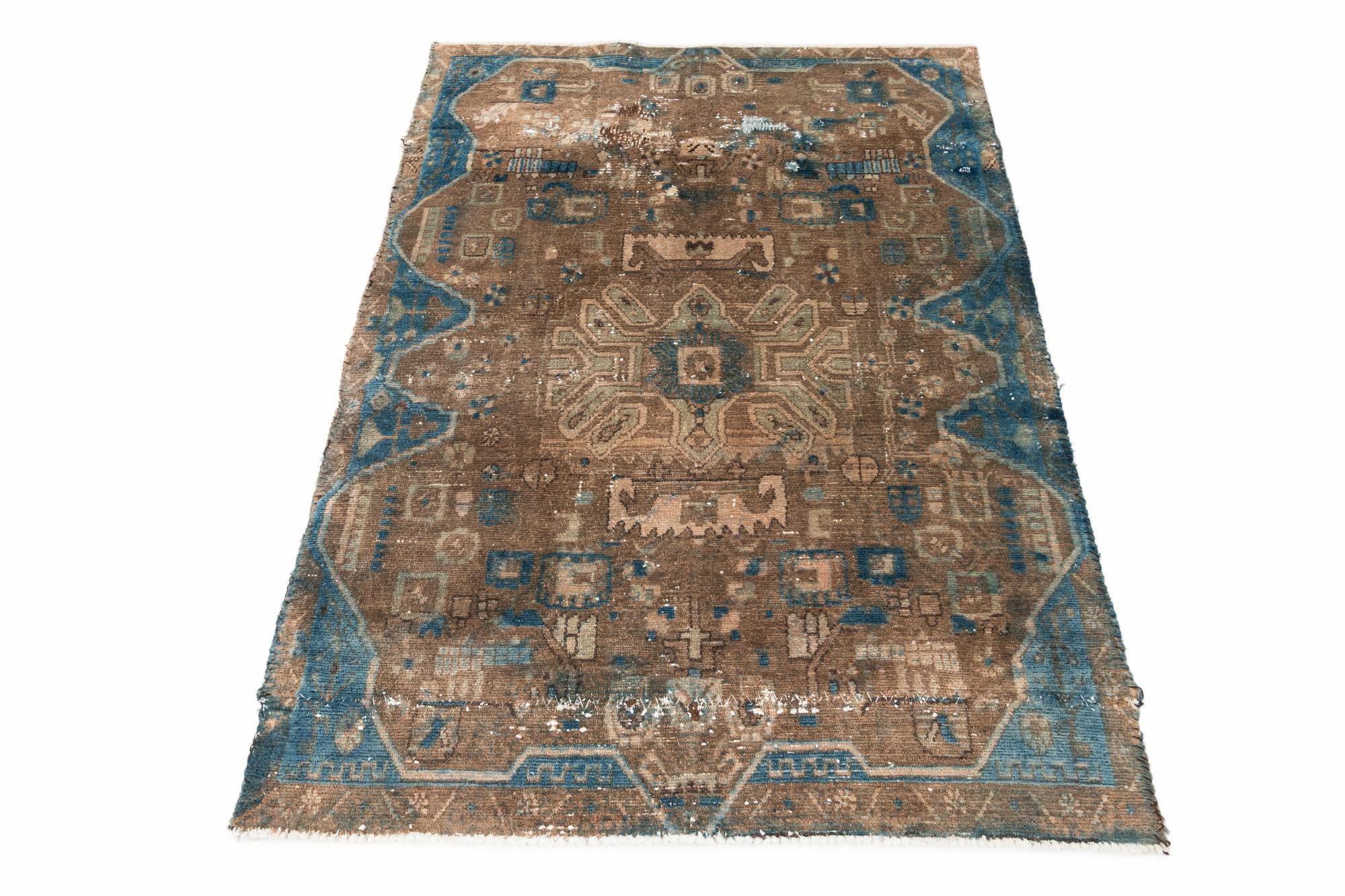 3' 9 x 5' 5 Hand Knotted Ultra Vintage Persian Wool Rug