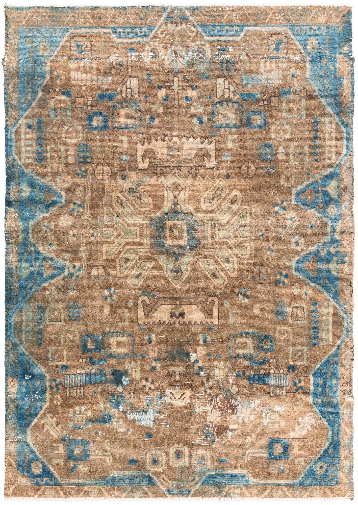 3' 9 x 5' 5 Hand Knotted Ultra Vintage Persian Wool Rug