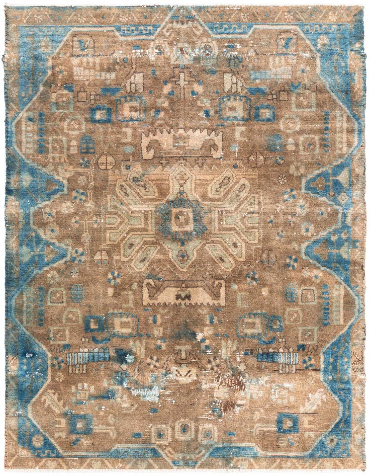 Detail image of 3' 9 x 5' 5 Hand Knotted Ultra Vintage Persian Wool Rug