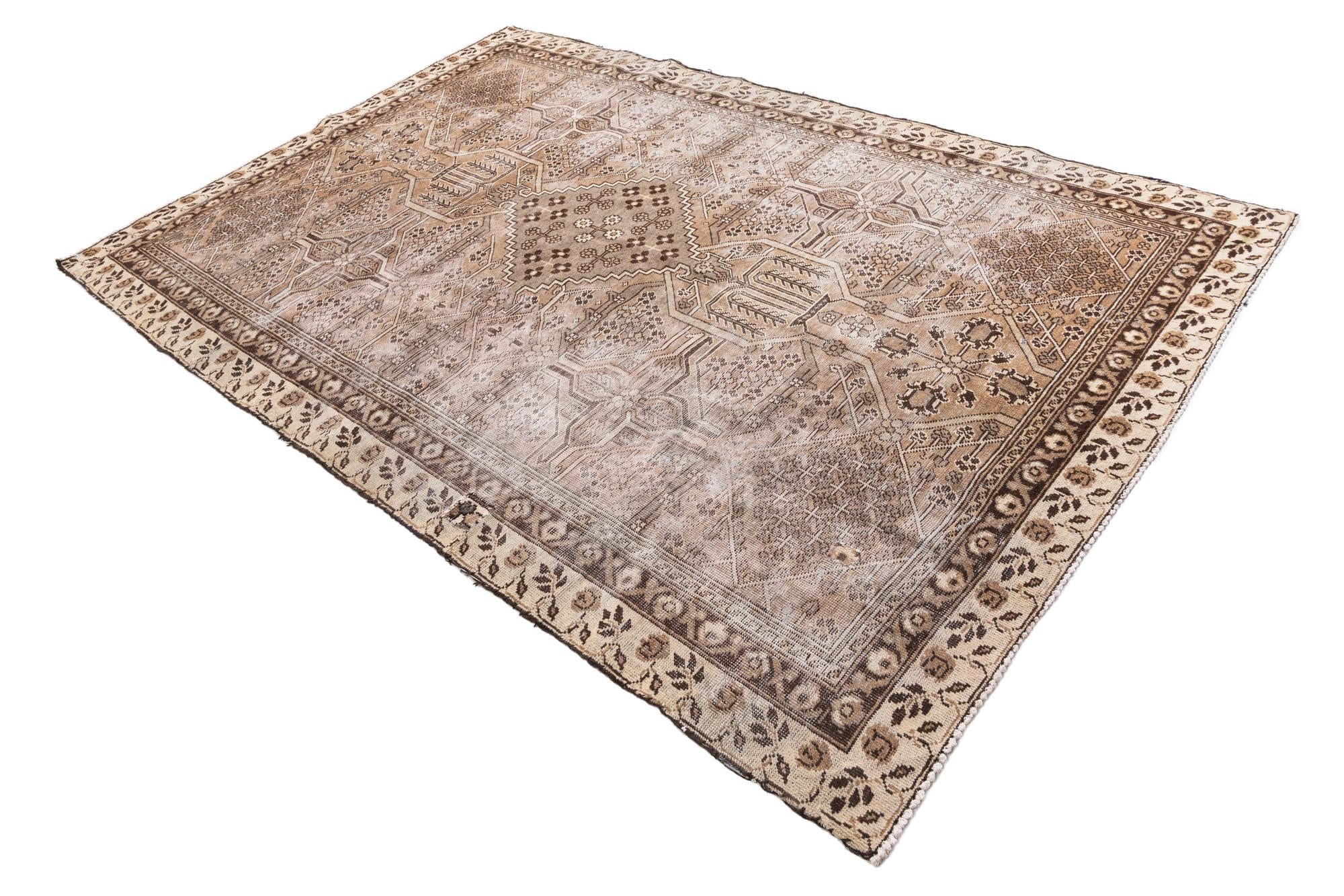 6' 2 x 9' 3 Hand Knotted Ultra Vintage Persian Wool Rug