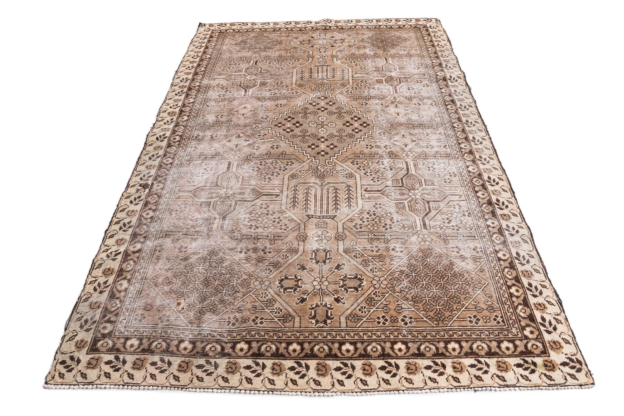 6' 2 x 9' 3 Hand Knotted Ultra Vintage Persian Wool Rug