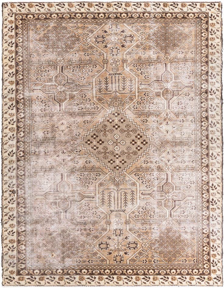 Detail image of 6' 2 x 9' 3 Hand Knotted Ultra Vintage Persian Wool Rug