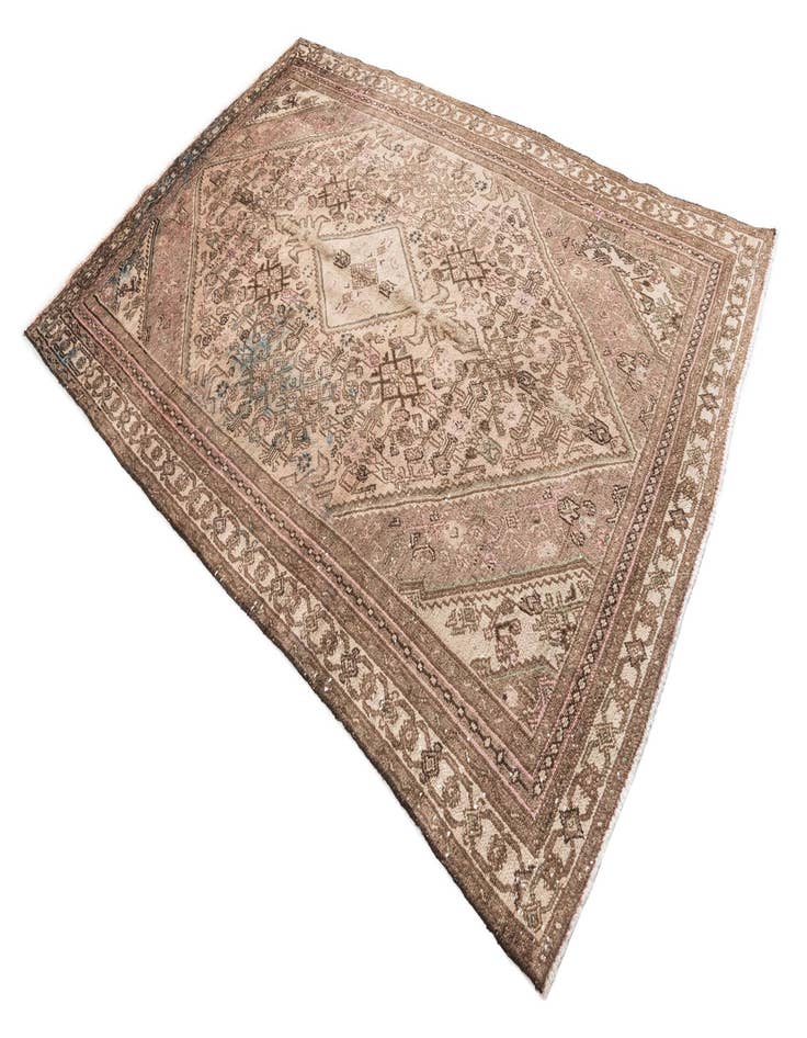 Detail image of 6' 3 x 9' 5  Hand Knotted Ultra Vintage Persian Wool Rug