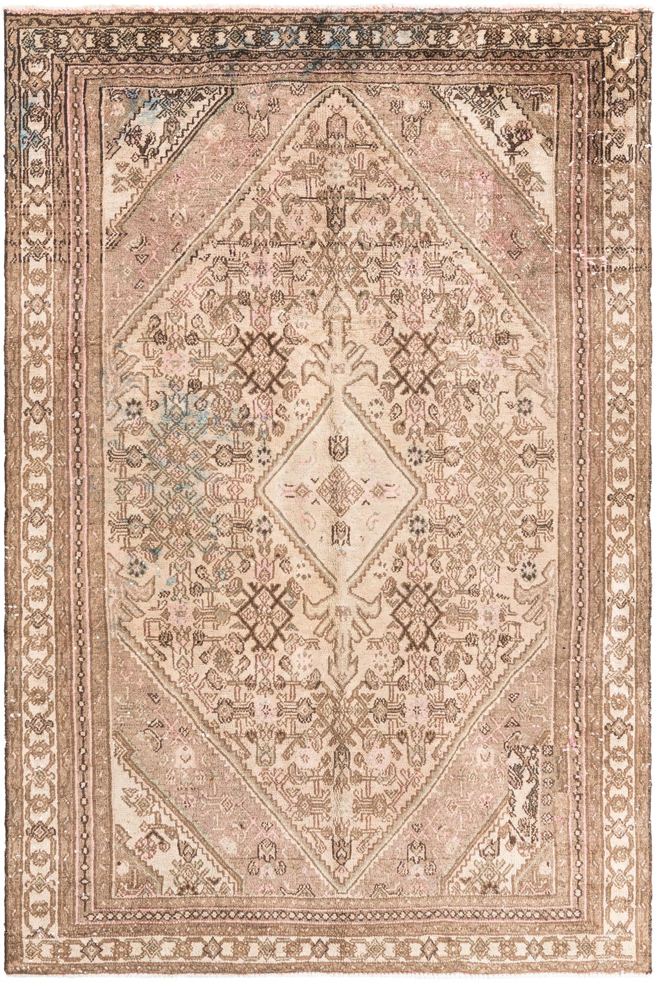 6' 3 x 9' 5 Hand Knotted Ultra Vintage Persian Wool Rug