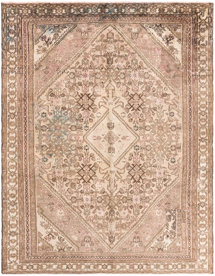 Detail image of 6' 3 x 9' 5 Hand Knotted Ultra Vintage Persian Wool Rug