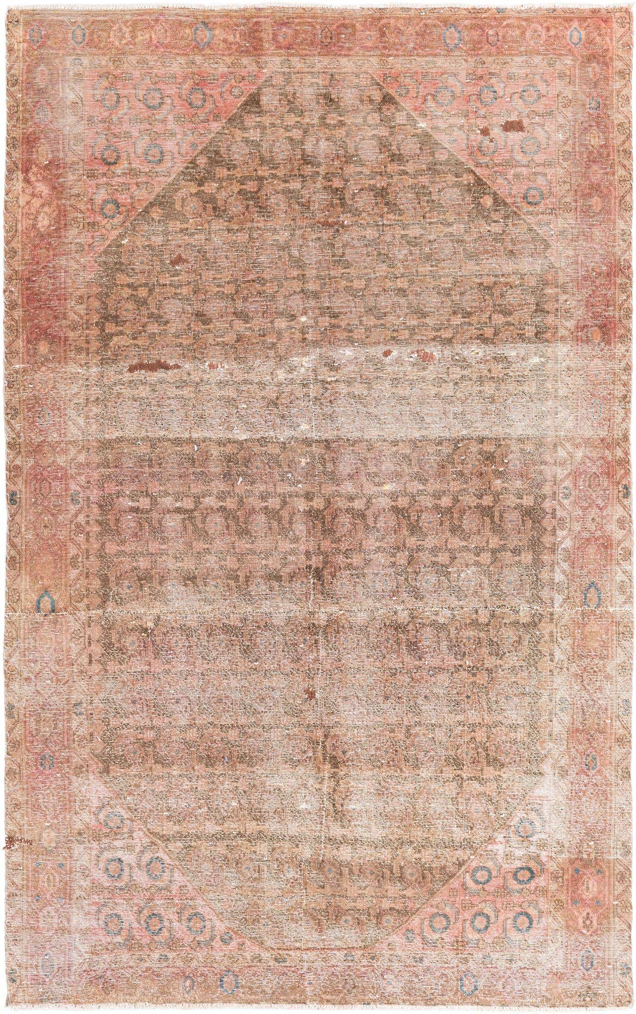 4' 9 x 7' 8 Hand Knotted Ultra Vintage Persian Wool Rug