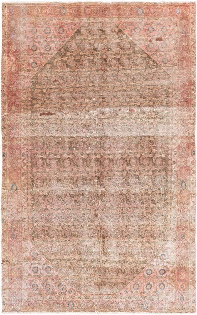 4' 9 x 7' 8 Hand Knotted Ultra Vintage Persian Wool Rug