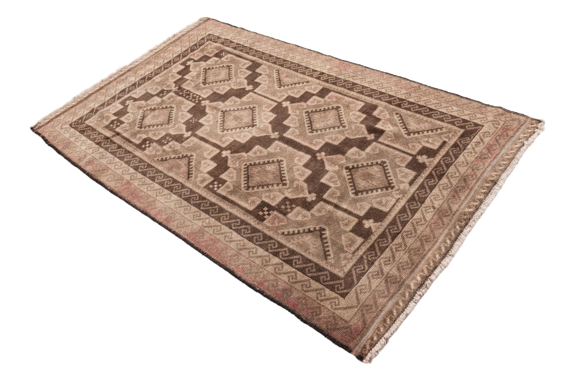 3' 9 x 6' 2 Hand Knotted Ultra Vintage Persian Wool Rug