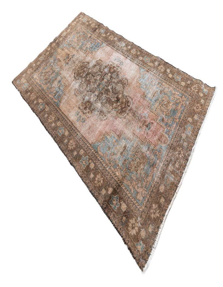 Detail image of 4' 2 x 7' 1  Hand Knotted Ultra Vintage Persian Wool Rug