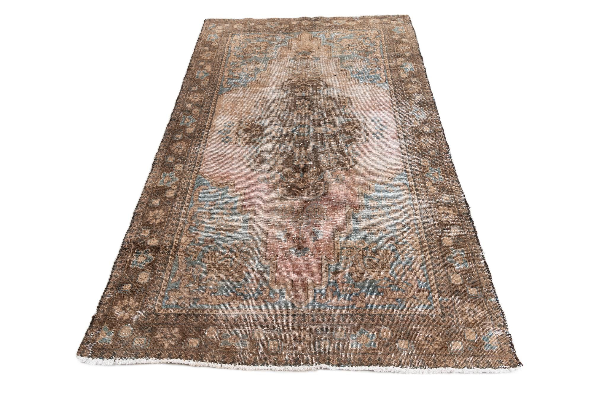 4' 2 x 7' 1 Hand Knotted Ultra Vintage Persian Wool Rug