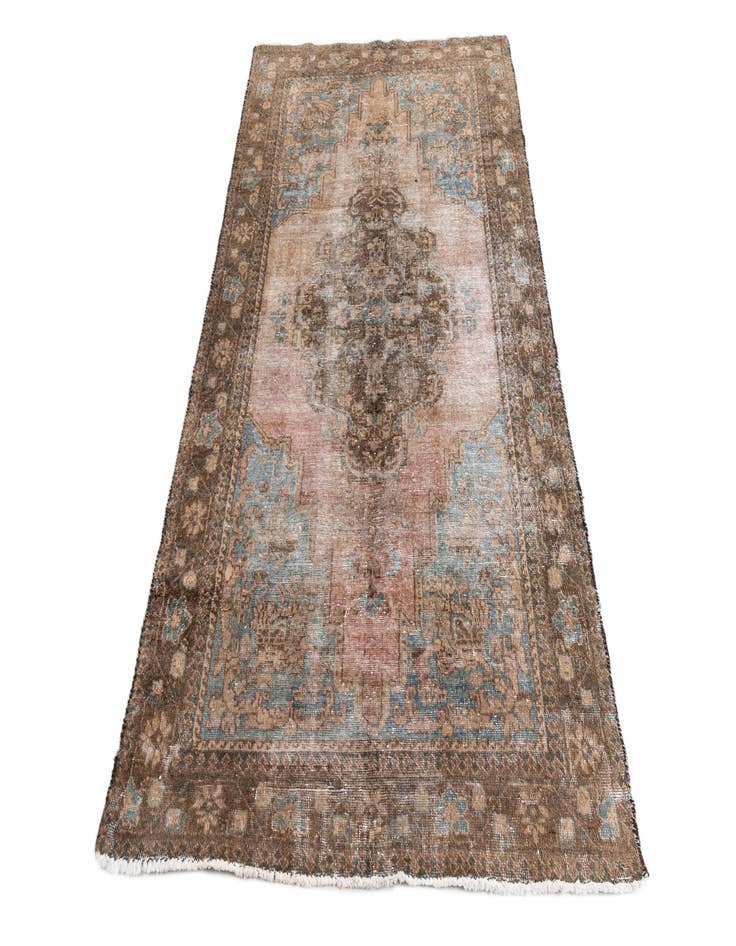 Detail image of 4' 2 x 7' 1  Hand Knotted Ultra Vintage Persian Wool Rug