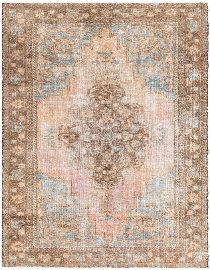 Detail image of 4' 2 x 7' 1 Hand Knotted Ultra Vintage Persian Wool Rug