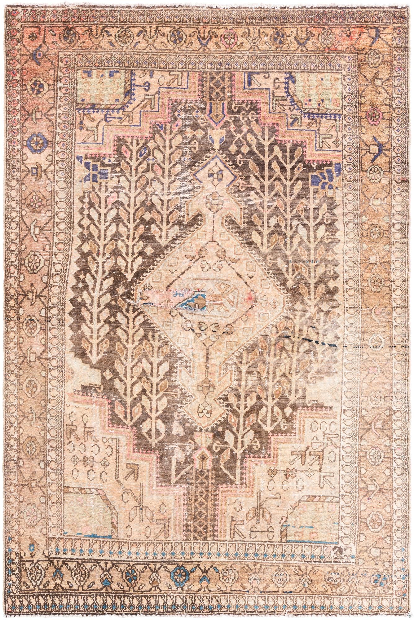 4' 6 x 6' 7 Hand Knotted Ultra Vintage Persian Wool Rug