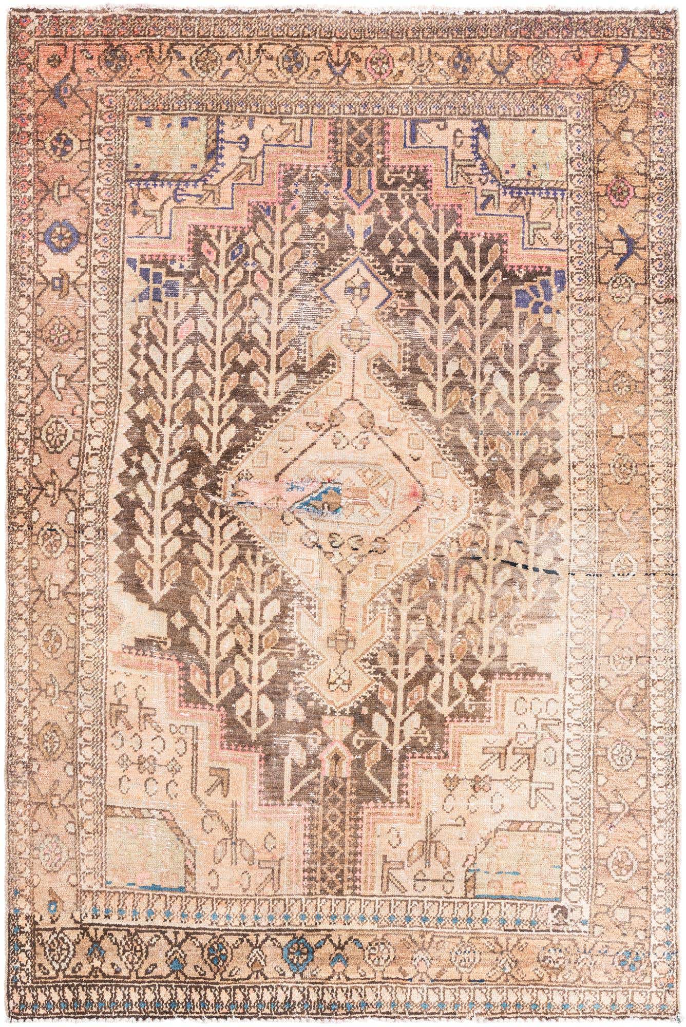 4' 6 x 6' 7 Hand Knotted Ultra Vintage Persian Wool Rug