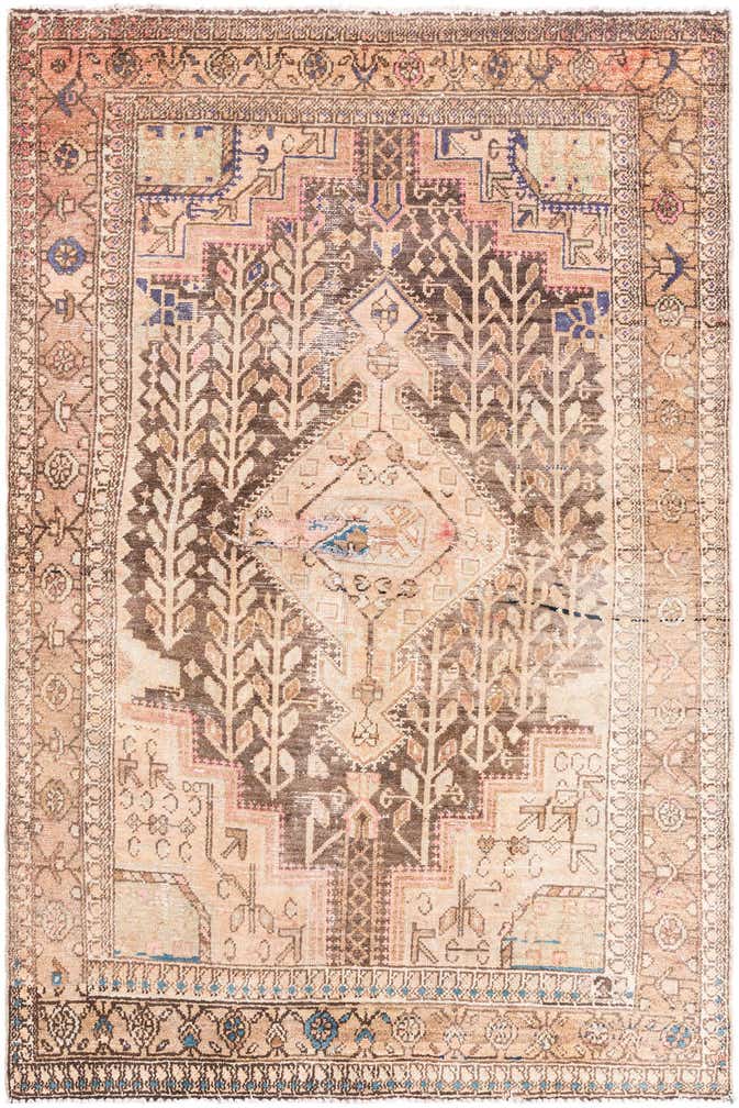 4' 6 x 6' 7 Hand Knotted Ultra Vintage Persian Wool Rug