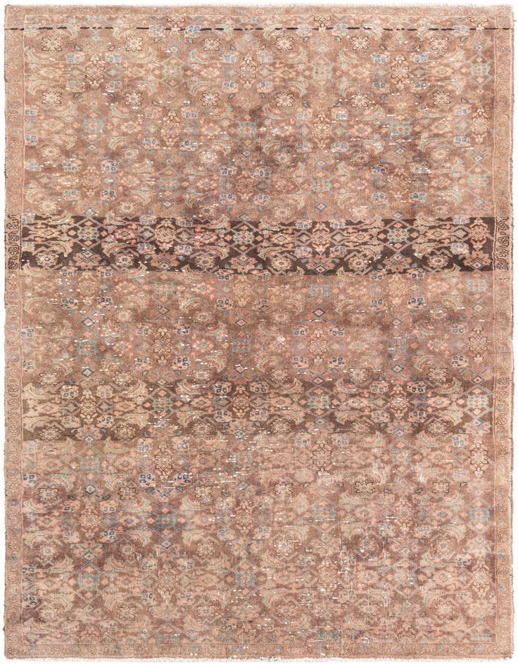 Detail image of 4' 6 x 8' 6 Hand Knotted Ultra Vintage Persian Wool Rug