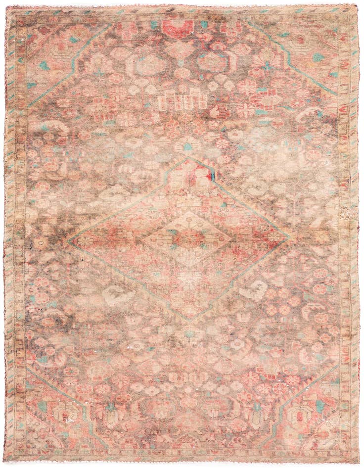 Detail image of 3' 6 x 5' 10 Hand Knotted Ultra Vintage Persian Wool Rug