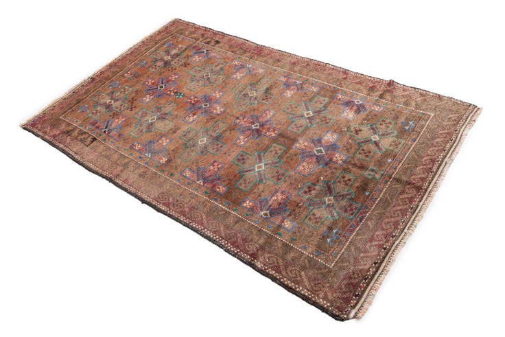 Detail image of 3' 7 x 5' 10 Hand Knotted Ultra Vintage Persian Wool Rug