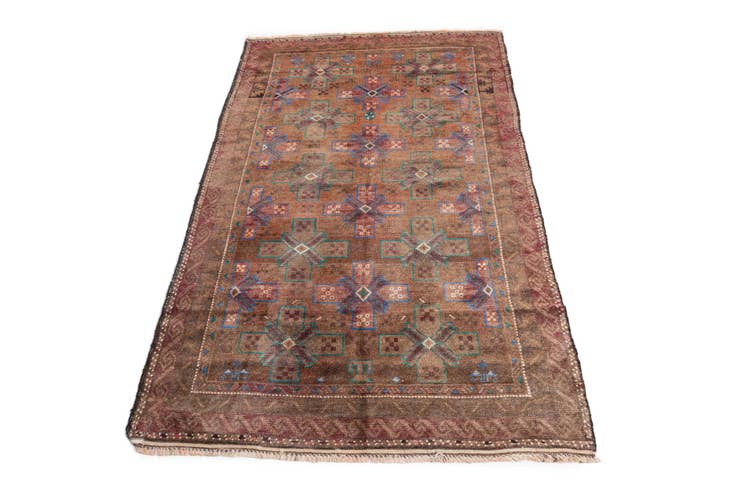 Detail image of 3' 7 x 5' 10 Hand Knotted Ultra Vintage Persian Wool Rug