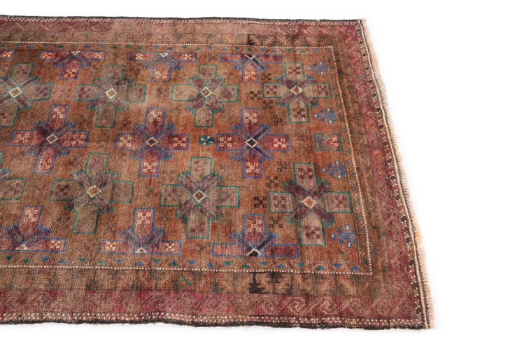 Detail image of 3' 7 x 5' 10 Hand Knotted Ultra Vintage Persian Wool Rug