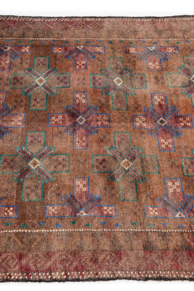 Detail image of 3' 7 x 5' 10 Hand Knotted Ultra Vintage Persian Wool Rug