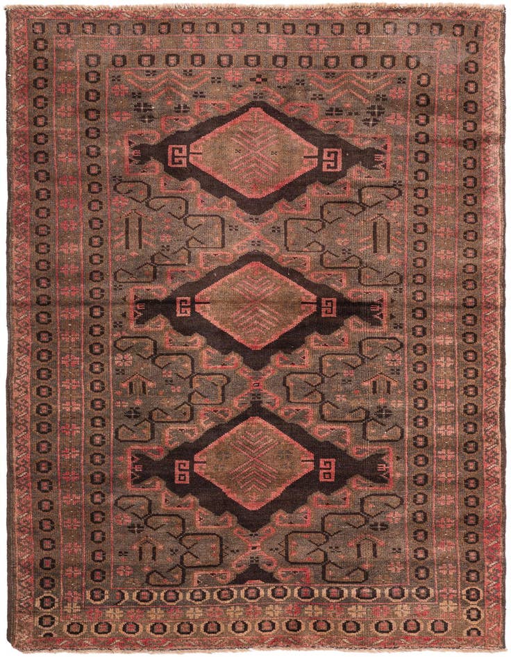 Detail image of 3' 5 x 6' Hand Knotted Ultra Vintage Persian Wool Rug