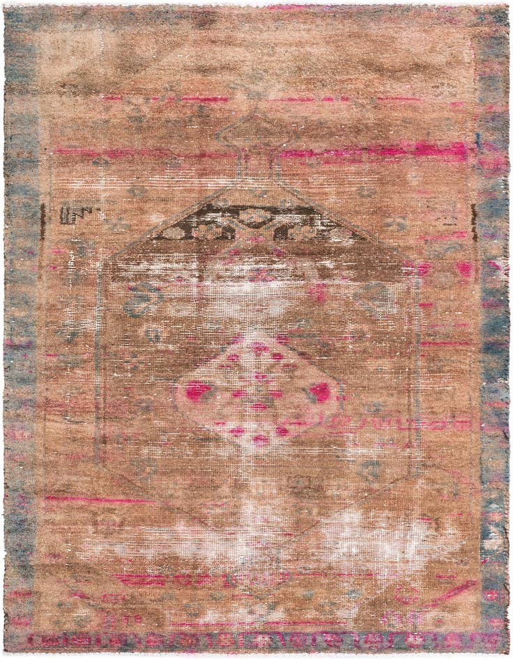 Detail image of 3' 6 x 6' 9 Hand Knotted Ultra Vintage Persian Wool Rug