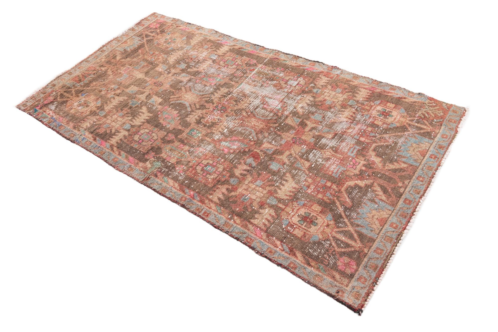 3' 4 x 6' 1 Hand Knotted Ultra Vintage Persian Wool Rug