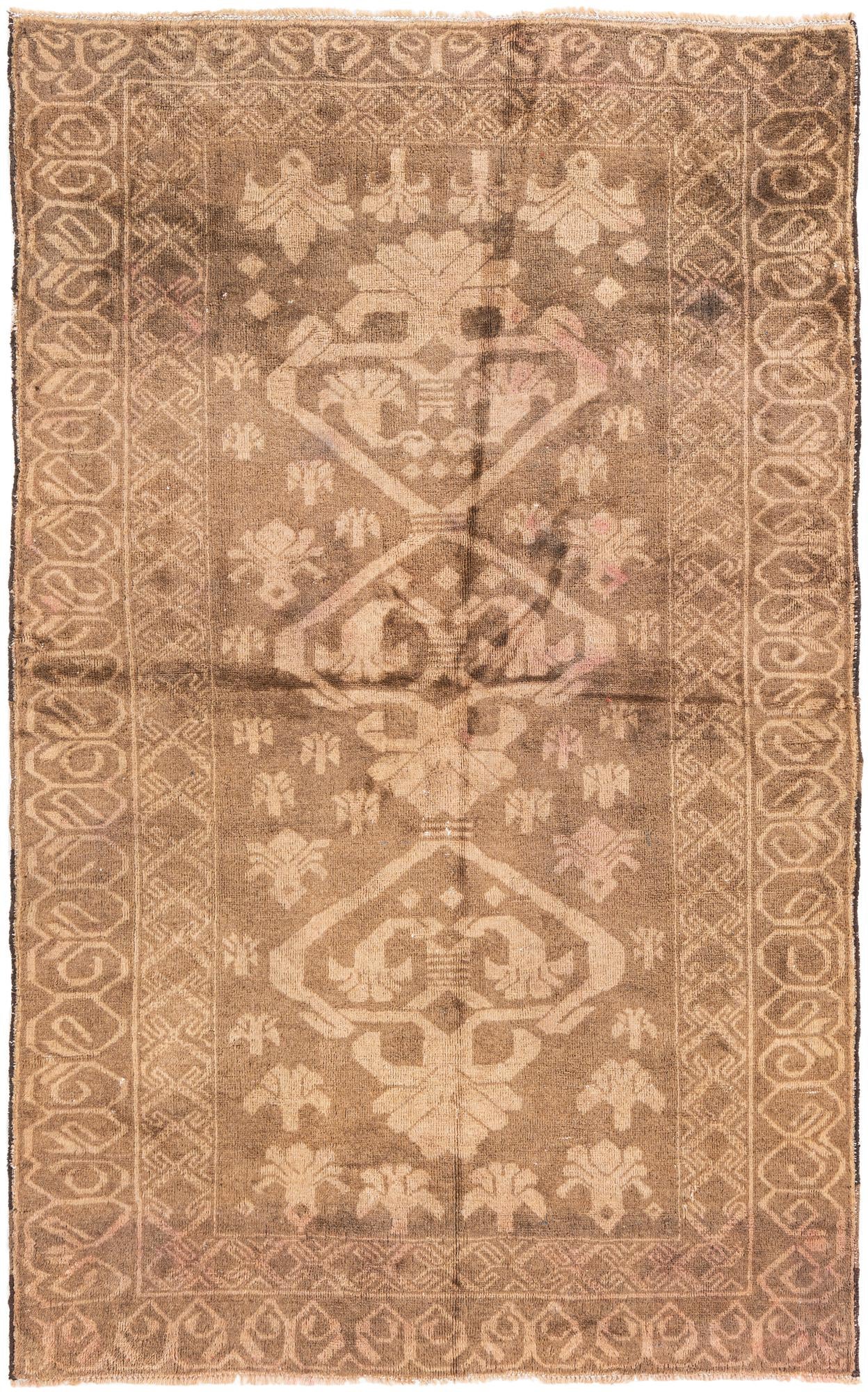 4' x 6' 2 Hand Knotted Ultra Vintage Persian Wool Rug
