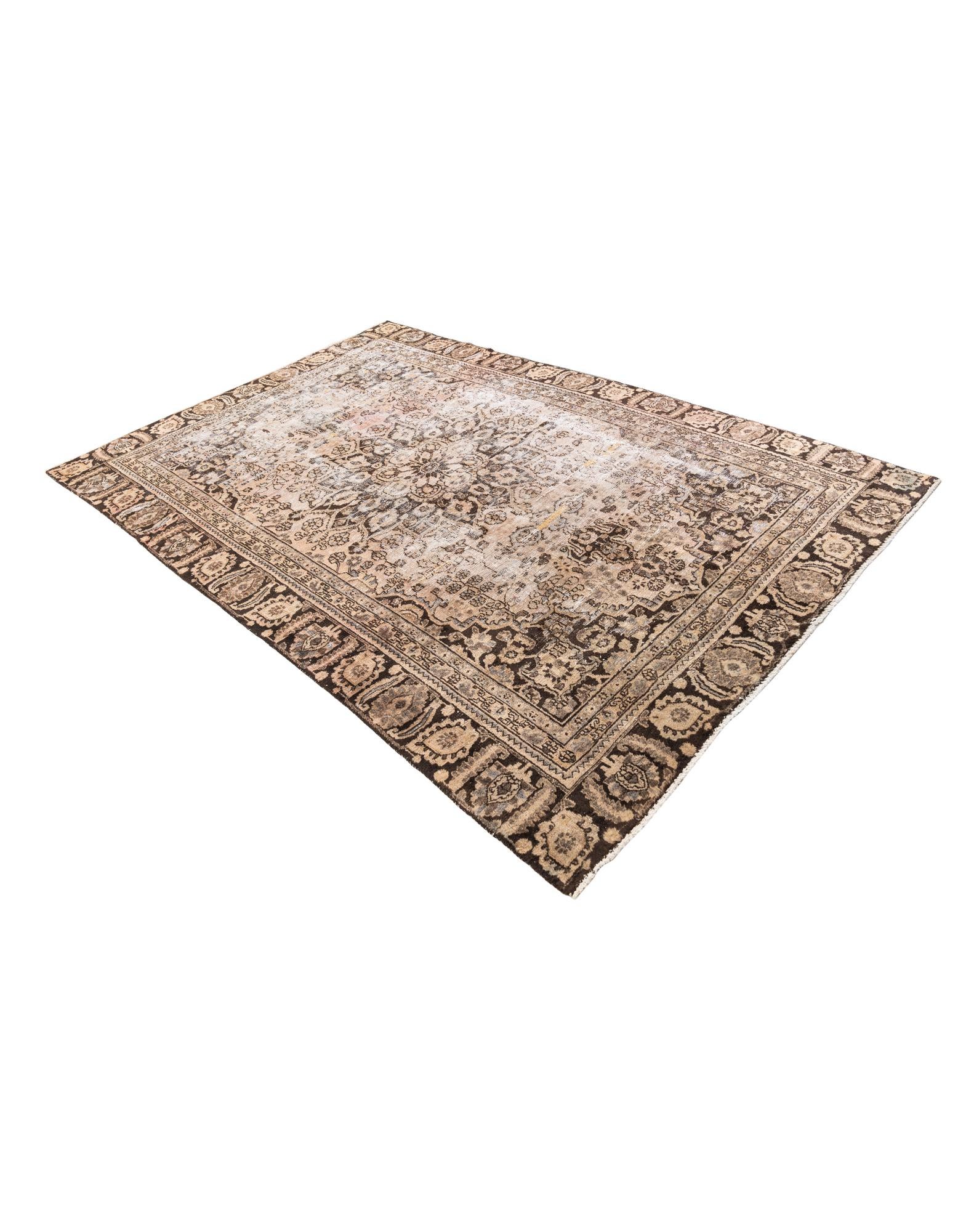 6' 2 x 9' Hand Knotted Ultra Vintage Persian Wool Rug