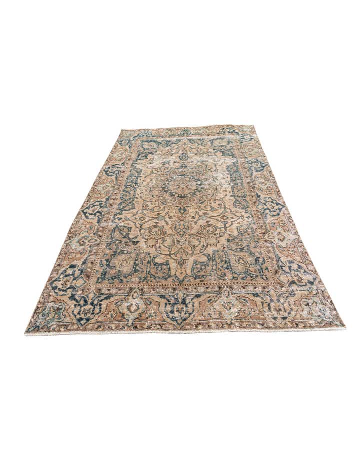 6' x 9' 5 Hand Knotted Ultra Vintage Persian Wool Rug